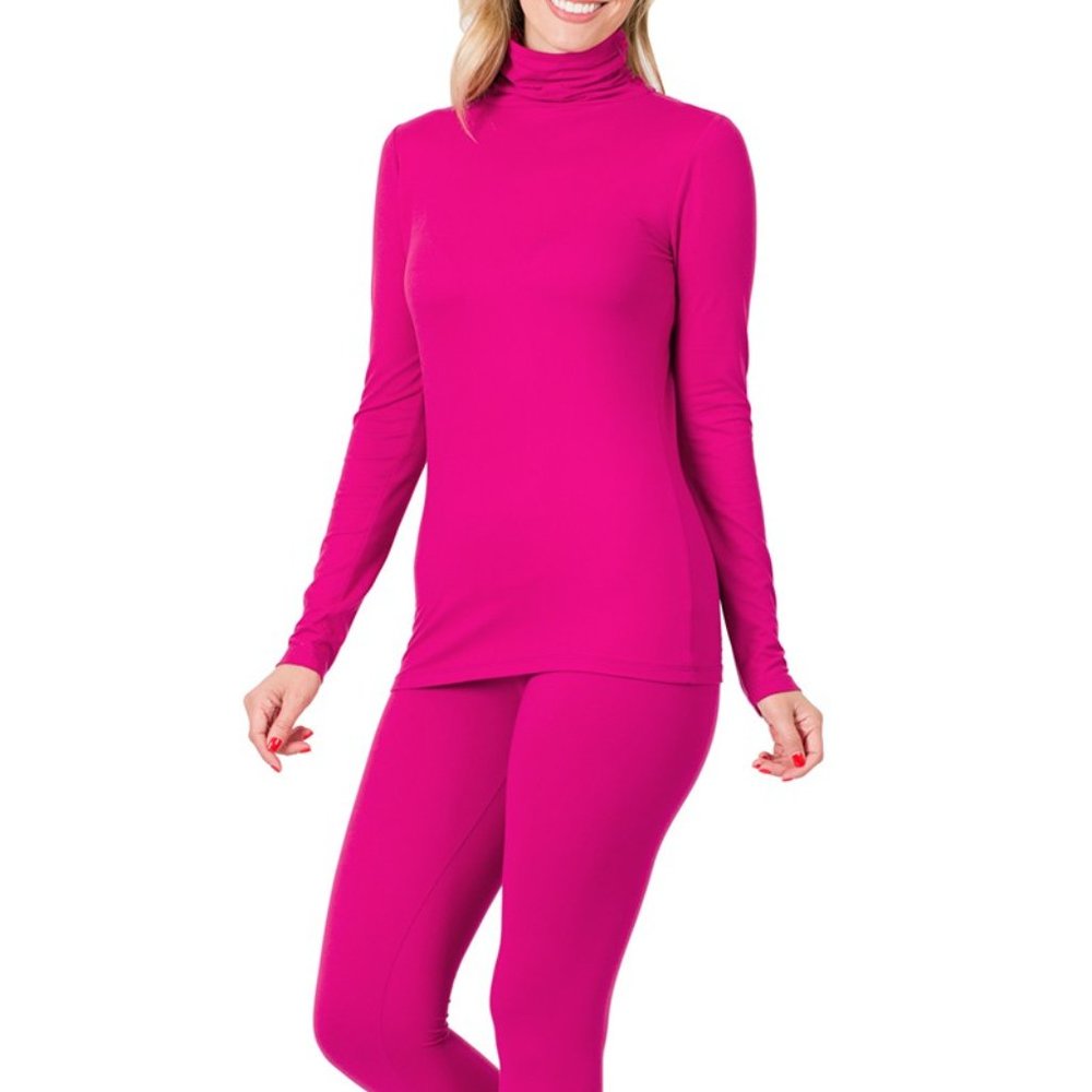Magenta -MICROFIBER MOCK NECK TOP & LEGGINGS SET